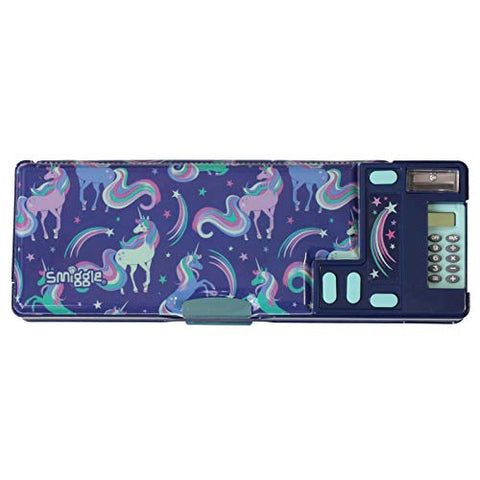 Smiggle | Unicorn Print | Good Vibes Pop Out Kids School Pencil Case | With Calculator & Sharpener 