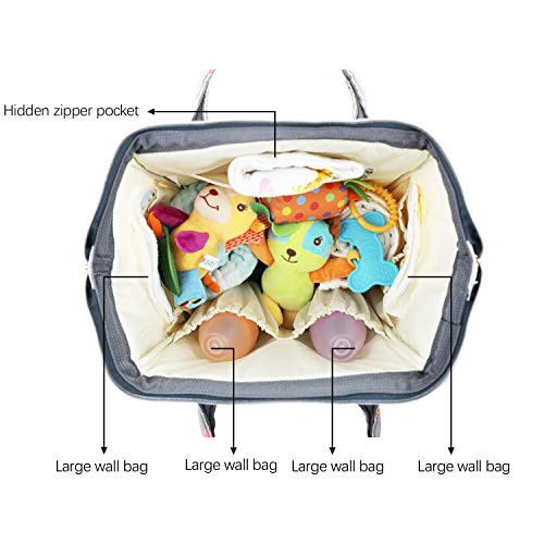 Unicorn Design | Lequeen Waterproof Baby Nappy Changing Bag | Grey