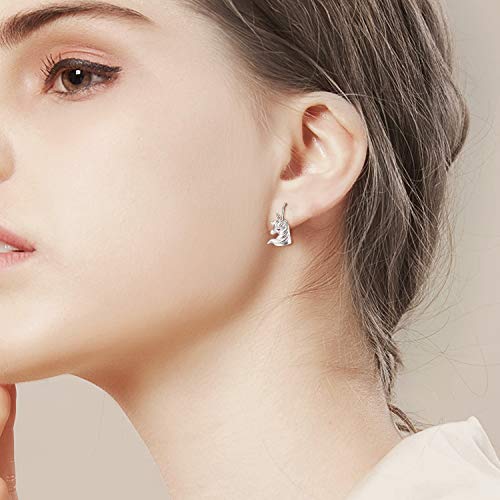 Beautiful Unicorn Silver Earrings