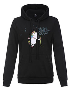 Cute black and white unicorn hoodie for women