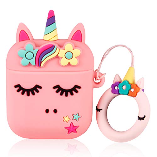 Pink Kawaii Unicorn AirPod Silicone Protective Case