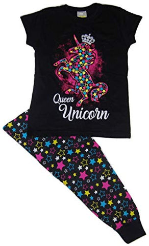 Girls Unicorn Pyjamas (8-9 Years, Black)