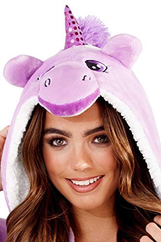 Lilac Hooded Unicorn Dressing Gown For Women