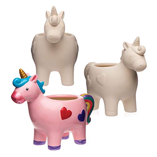 Baker Ross Ceramic Unicorn Flowerpots | Creative Craft Plant Pots For Kids To Decorate