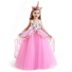 Girls Unicorn Dress | Fancy Costume With Headband | Pink
