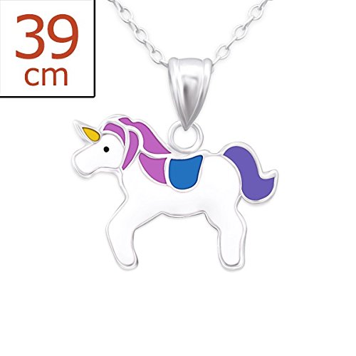 Silver Unicorn Necklace Purple and Pink