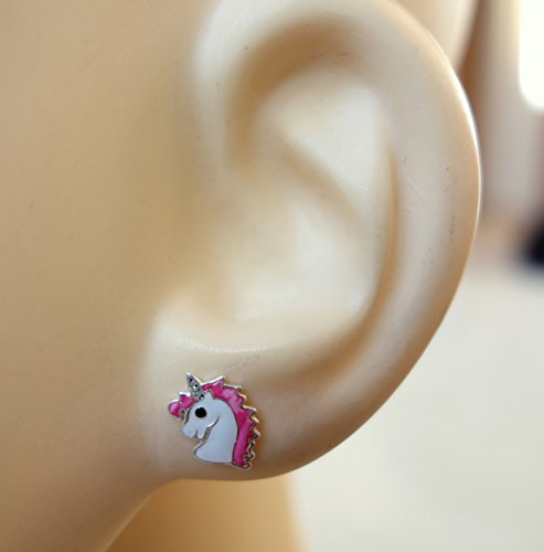 Katy Craig Sterling Silver Unicorn Earrings Model