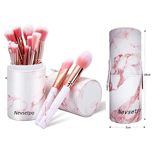 Make Up Brush Set with Holder Case | Marbled Design