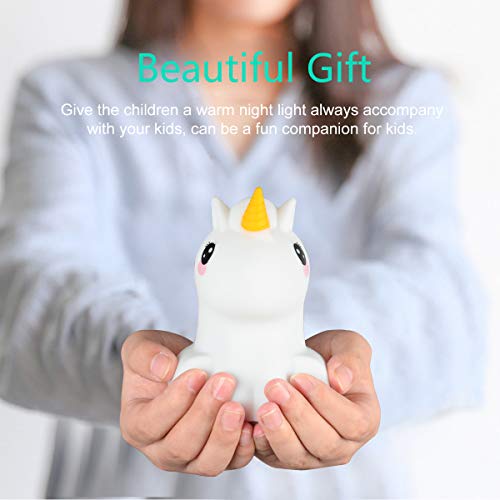 Kids Unicorn Night Light with Bluetooth Speaker, LED Cute Unicorn Nightlight, Portable Rechargeable Multi-Colour Changing Musical Table Lamp, Safety ABS Silicone Material