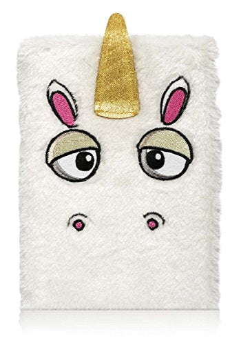 White Furry Fun Unicorn Lined Notebook