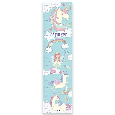 Personalised Unicorn Growth Height Chart Blue 