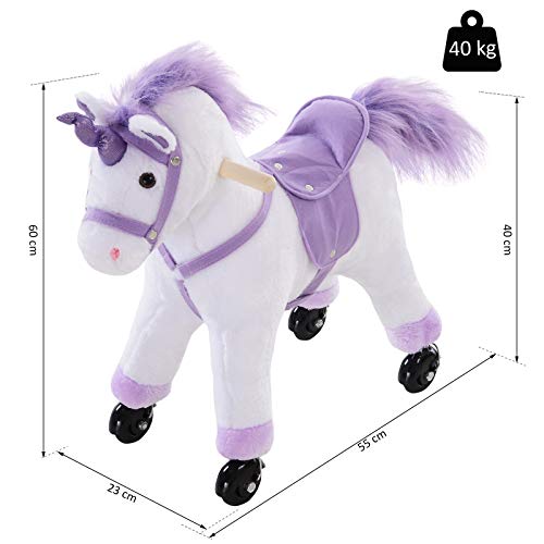 Cute Lilac Ride On Unicorn Walking Pony 