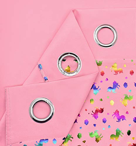 Pink & Rainbow Unicorn Foiled Curtains
