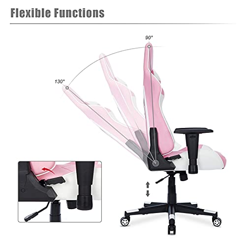 IntimaTe WM Heart Gaming Chair, Ergonomic Racing Chair,Adjustable High Back PC Gaming Chair with Arms and Back Support,Reclining Desk Chairs Office Chairs (pink)
