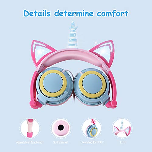 Cute Unicorn Kids Headphones Pink & Blue 