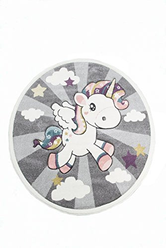 Children's Rug | Unicorn Rainbow | Size 80x150 cm | Grey, Pink, Purple