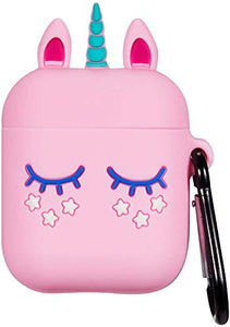 Cute Unicorn Design Pink Silicone Case/Skin For Airpods 1&2