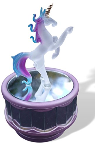 Crystal Glass Unicorn Mirrored Rotating Music Box | Unicorn Gift 