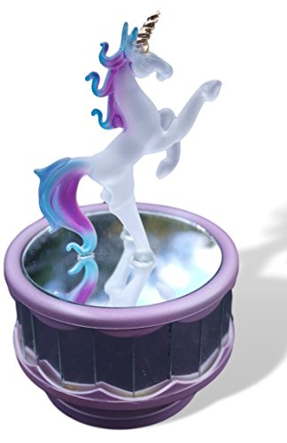 Crystal Glass Unicorn Mirrored Rotating Music Box | Unicorn Gift