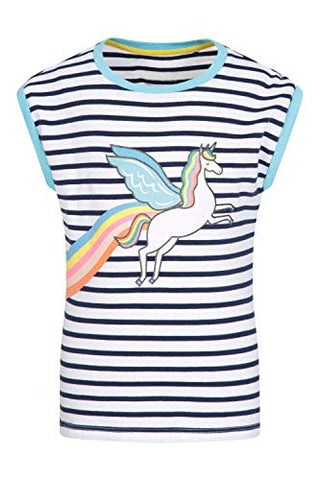 stripey unicorn girls t-shirt