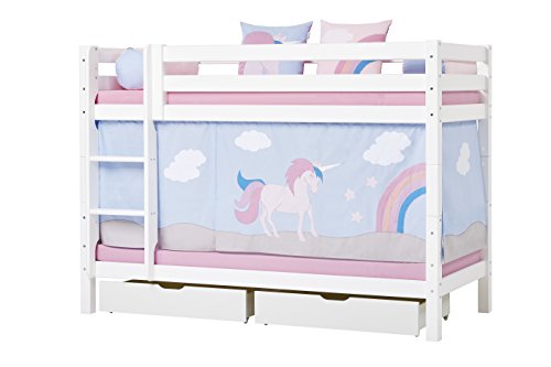 Hoppekids Unicorn Curtain/Tent Including Wire Rope for Half-High Bed, Fabric, Blue, 90 x 200 cm, 200x90x72 cm