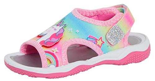 Peppa Pig Girls Sports Sandals with Magical Unicorn Rainbow Pink 5 UK Child