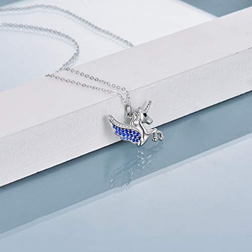 Blue Cubic Zirconia Unicorn Necklace 