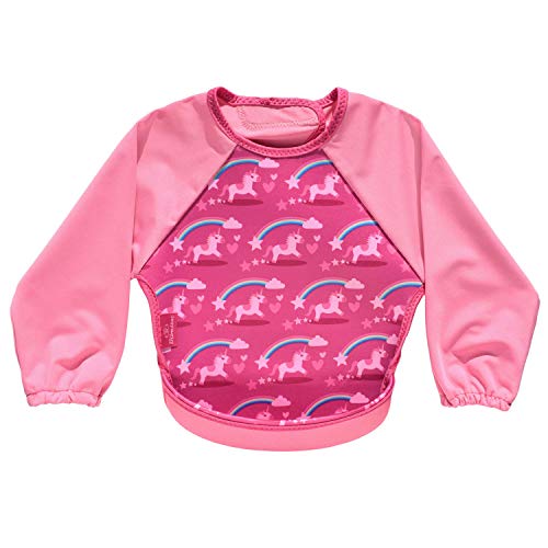 Long Sleeved Unicorn Food Catcher Bib Pink Girls