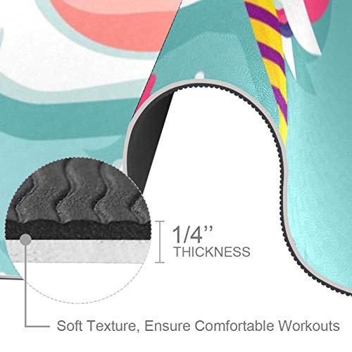 Unicorn Yoga Mat | Thick Non Slip Yoga Mats For Women & Girls Exercise Mat Soft Pilates Mats,(72x24 in, 1/4-Inch Thick)