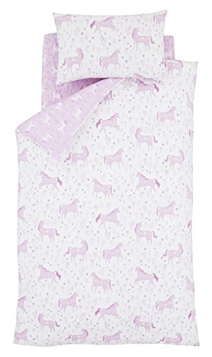 Catherine Lansfield Folk Unicorn Eyelet Curtains Pink, 66x72 Inch