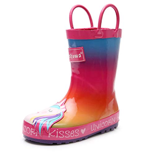 Multi Coloured Unicorn Wellington Boots Girls