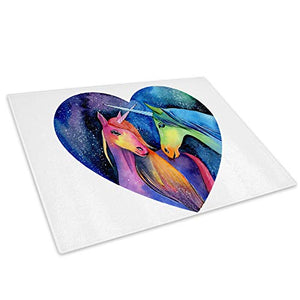 Unicorn Glass Chopping Board | Kitchen Worktop Saver Protector | Multicoloured 