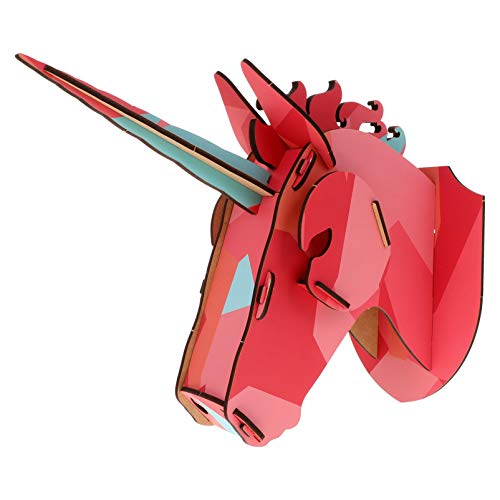 VOSAREA Wooden Unicorn Head Wall Mount Animal Head Wall Art Modern Wall Mount Sculpture Wall Hanging Decoration for Living Room Bedroom Bathroom
