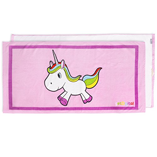 Large unicorn bath/beach towel bright pink