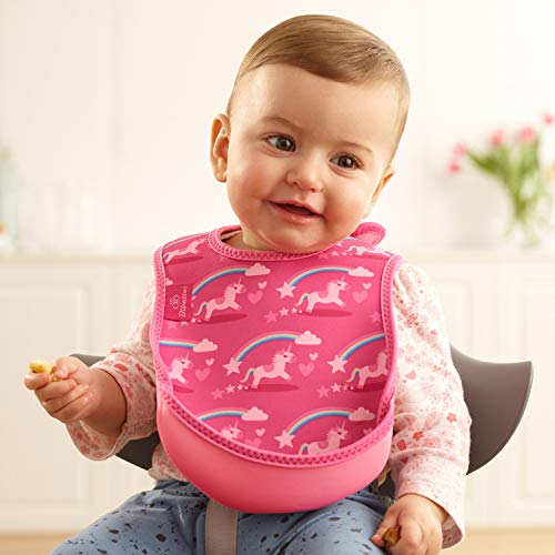 Rainbows & Unicorn Weaning Bib Pink