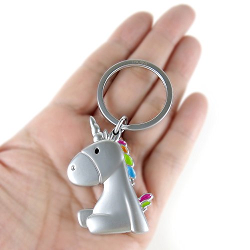 Multicoloured Unicorn Key Ring | Silver