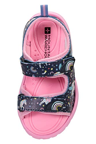 Mountain Warehouse Sand Kids Sandals - Neoprene Lined Kids Beach Shoes, Durable Sandal Shoes, Hook & Loop, Removable Heel Strap Summer Footwear - for Beach Walking Pink Kids Shoe Size 6 UK