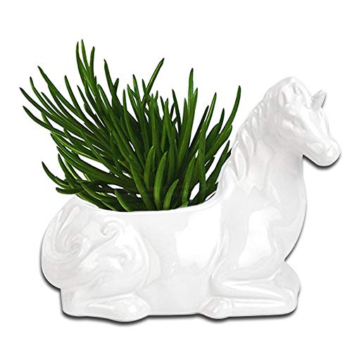 Shiny Unicorn Planter Pot Figurine Plant Holder Ceramic Garden Outdoor