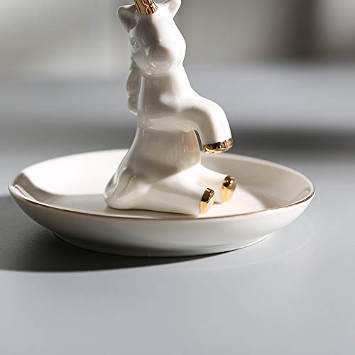 White & Gold Ceramic Unicorn Trinket Dish 