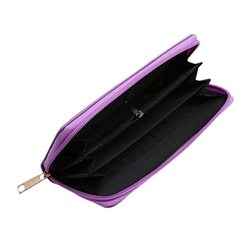 Chinget Women Unicorn Style Wallet Purse Card Holder Zipper Handbag (Dark Purple)