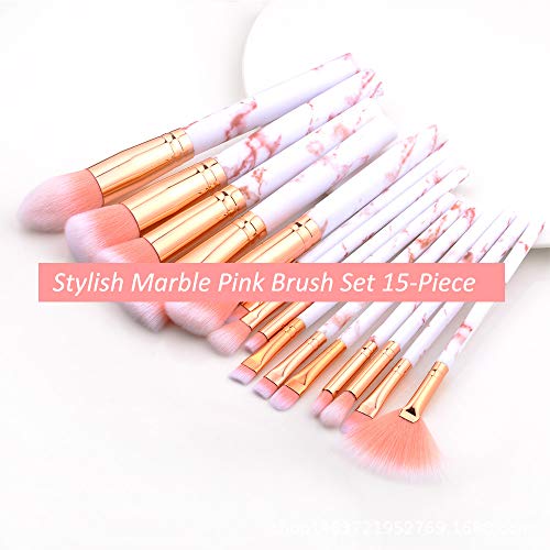 Make Up Brush Set with Holder Case | Marbled Design