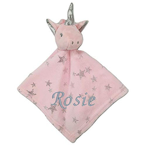 Personalised Babies Comforter Blanket | Unicorn & Stars Design | Gift Idea