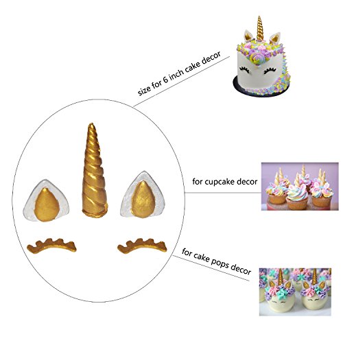 Unicorn Silicone Cake Mould | Horn, Ears & Eyes | Set Fondant Chocolates Cake Toppers (5 Sets)