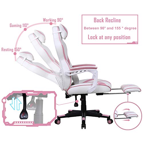Gaming Chair | Pink & White | Girls