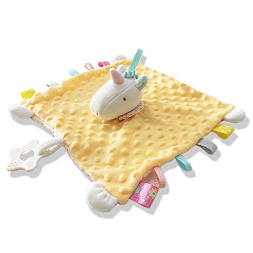 Baby Unicorn Security Blanket Comforter | Taggy Blanket | Yellow