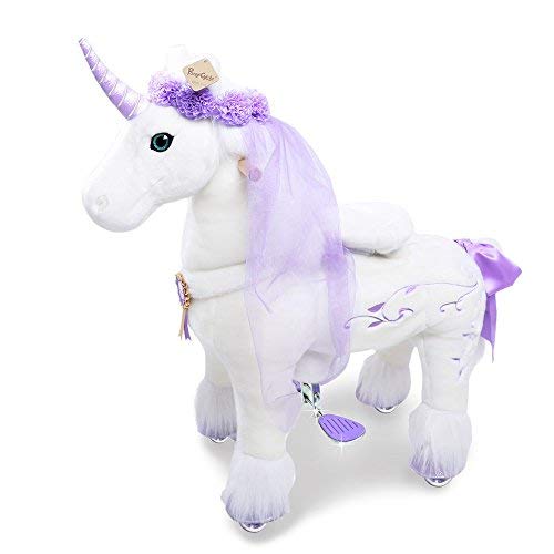Amazing Ride on Unicorn | White & Purple Plush | PonyCycle®