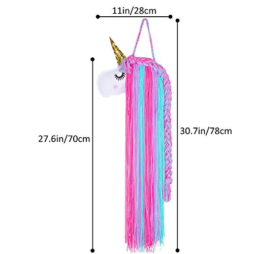 Unicorn Head Hair Clips & Accessory Holder | Rainbow Yarn Tassels | Girls