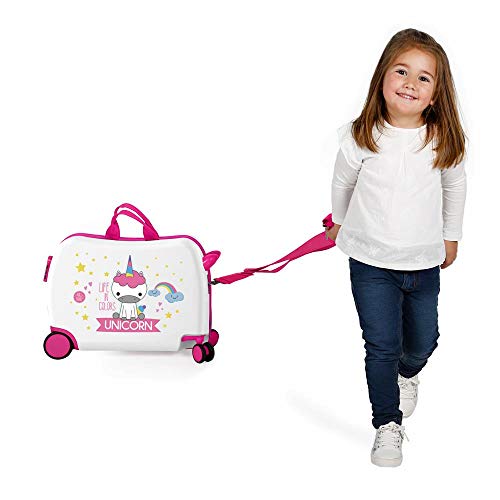 Kids Unicorn Suitcase White & Pink 