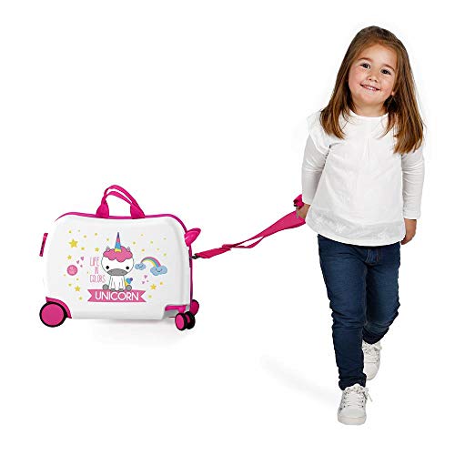Kids Unicorn Suitcase White & Pink