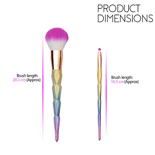 Stunning unicorn make up brushes, rainbow hues, dip dyed pink bristles, pastel coloured hued handles. 10 pieces per set.